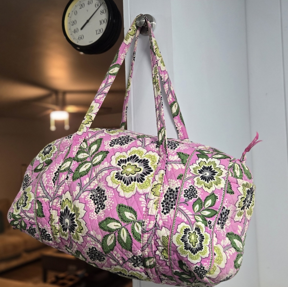 Vera Bradley Pink and Green Floral Travel Bag
